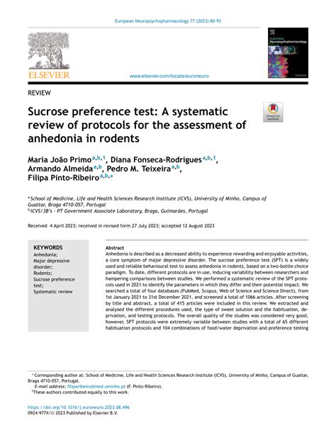 Sucrose preference test: A systematic review of protocols for the 